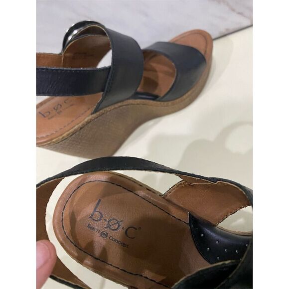 B.O.C Born Concept Alondra Women's Black Leather Wedge Sandals Size 7 - Picture 8 of 16